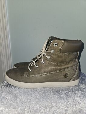 Timberland Olive Green Leather High-Top Sneakers